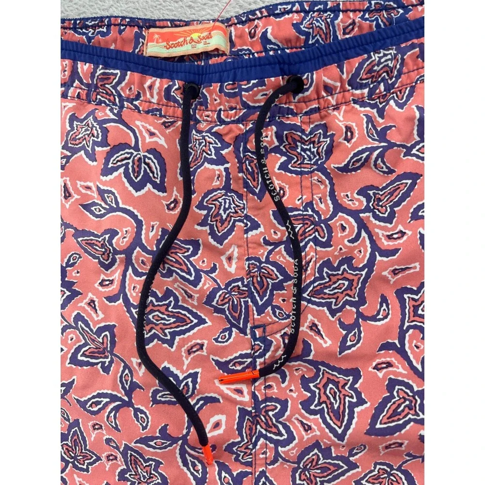 VTG Scotch & Soda Swim Trunks Mens XXL Pink Blue Floral Shorts Beach